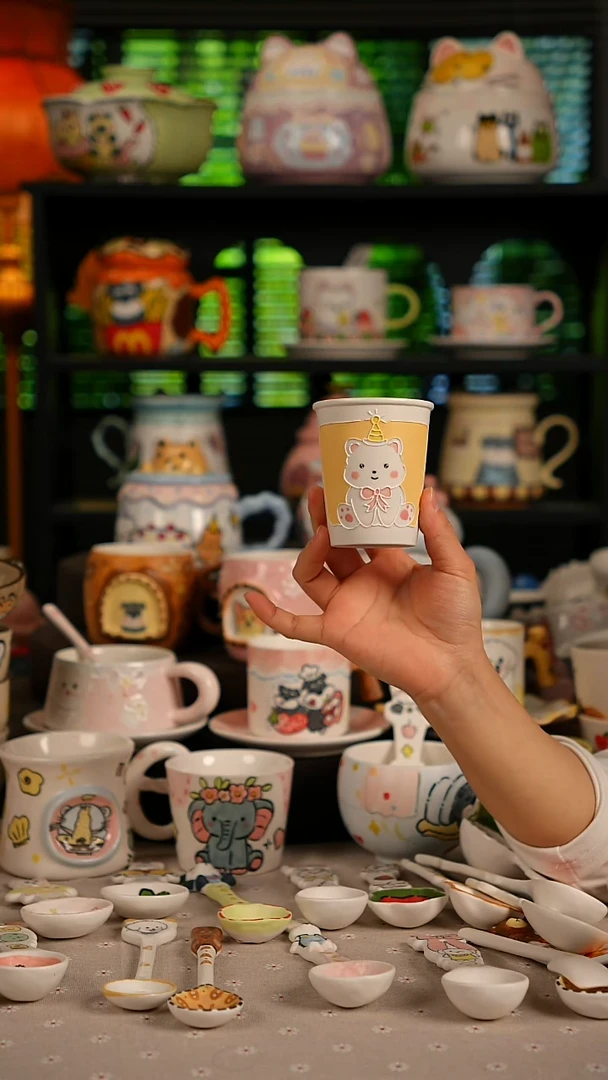 陶瓷无盖款景德镇高温釉下彩纯手绘创意瓷