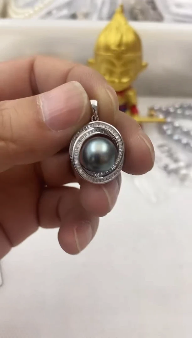 【闪购商品】海水珍珠吊坠(不含链)银S925镶嵌大溪地吊坠10-11mm