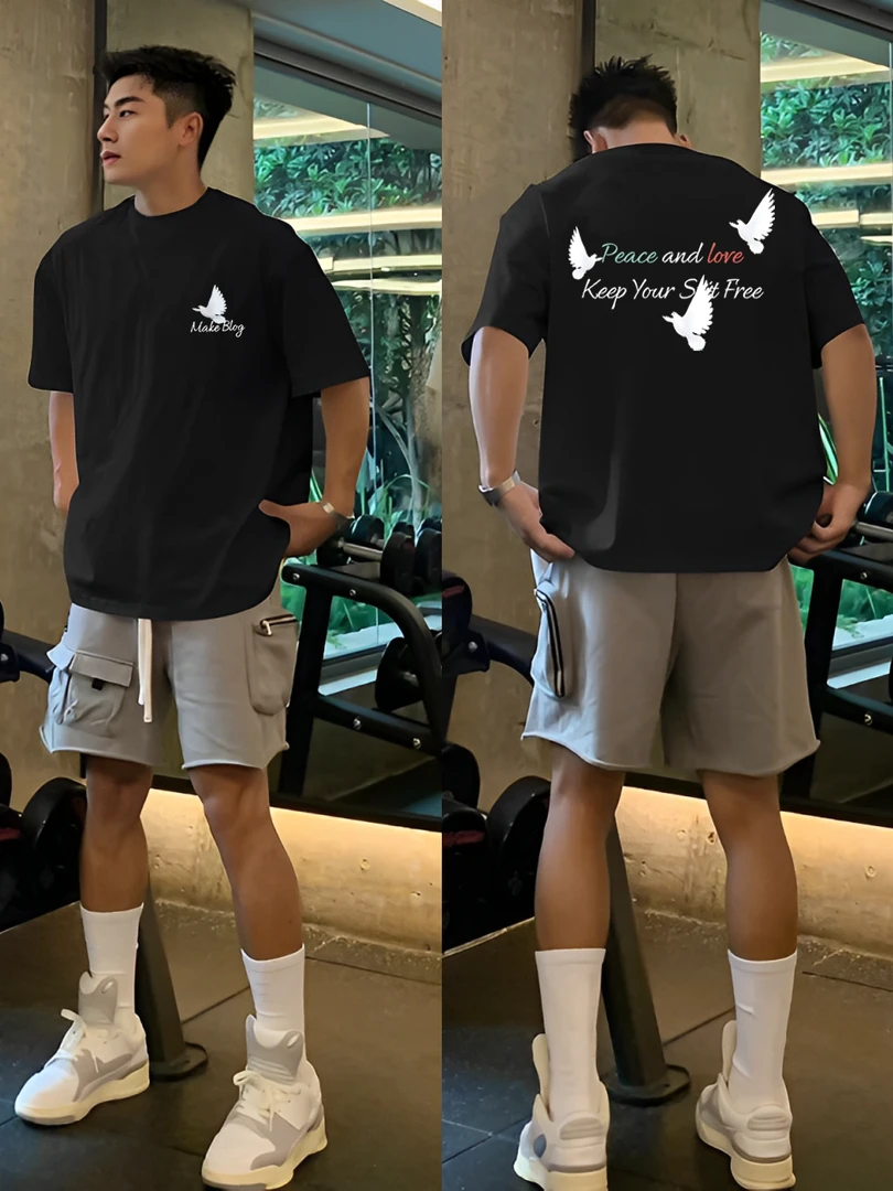 【重磅纯棉】cleanfit短袖T恤美式简约和平鸽印花宽松夏季百搭透气