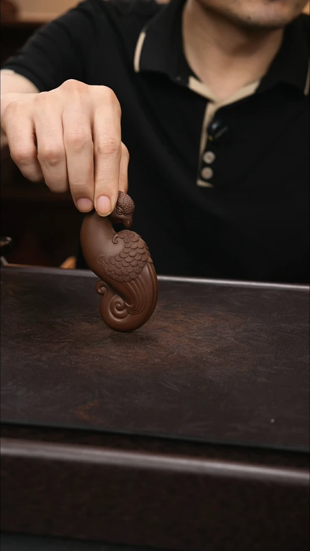 紫砂茶宠紫砂 鸡手把件