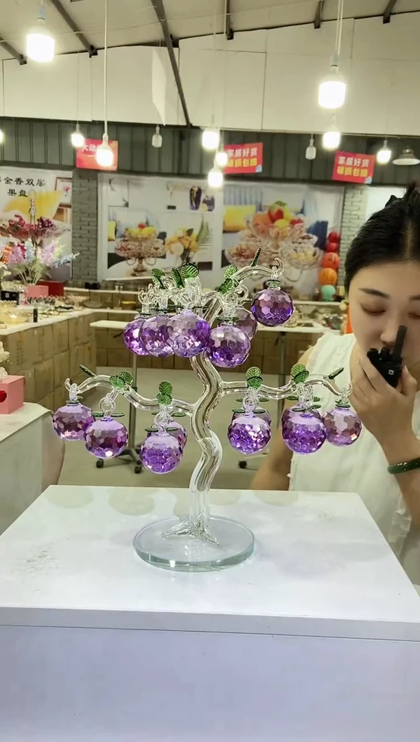 水晶玻璃紫色苹果树18挂