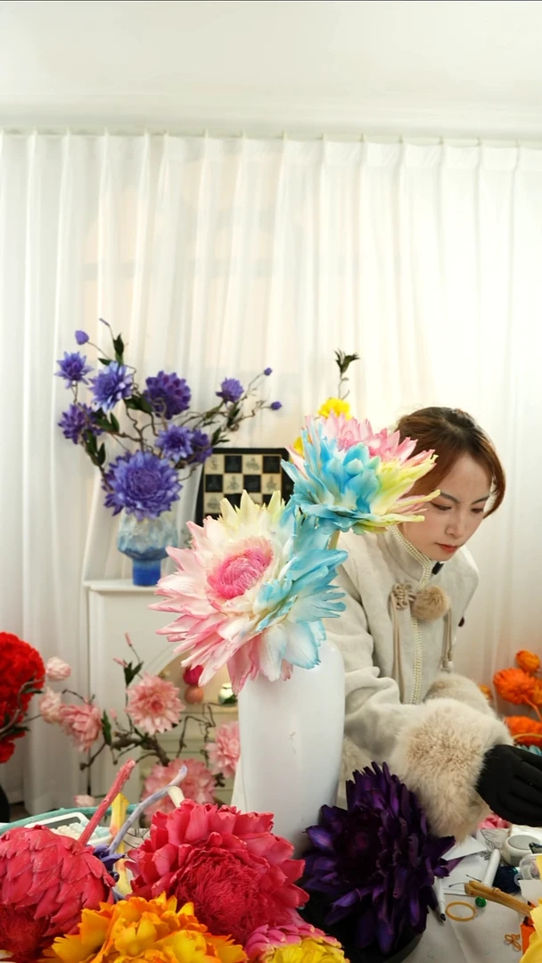 永生洋蓟  霸王花  2个头叶片微瑕【浅彩虹】A7