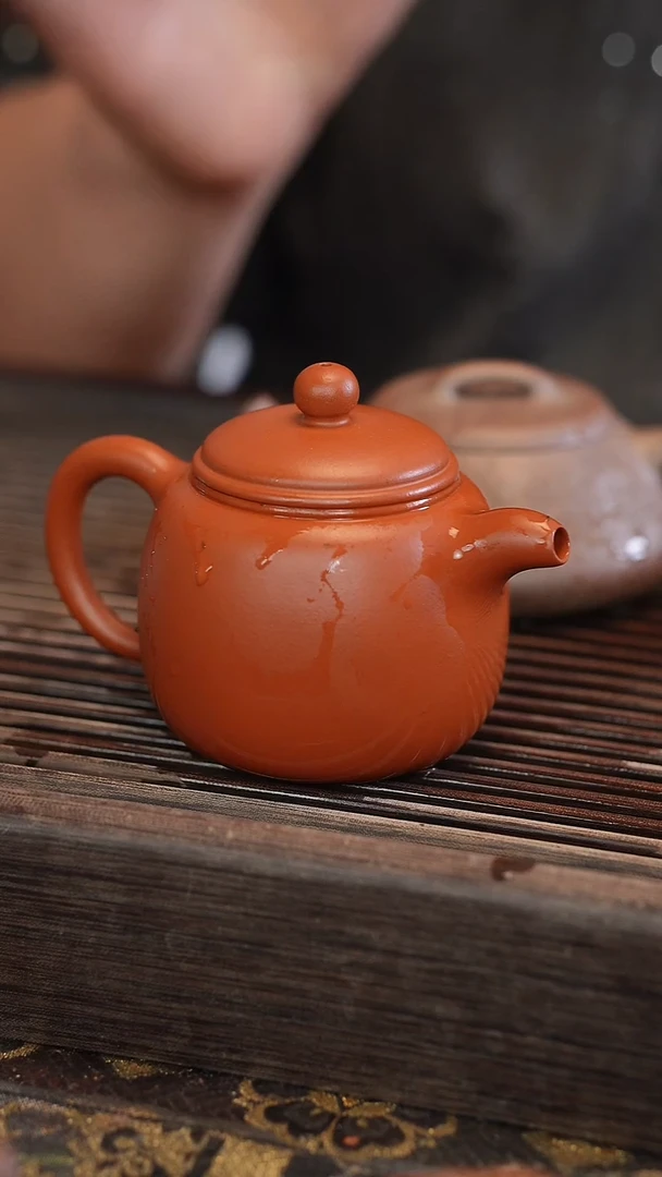 茶壶紫砂匏尊 朱泥 半手工 195cc