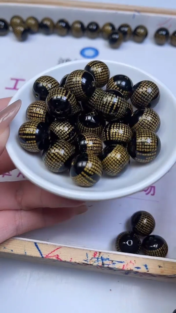 未镶嵌散珠玛瑙/玉髓B333黑玛瑙心经16mm1颗8元