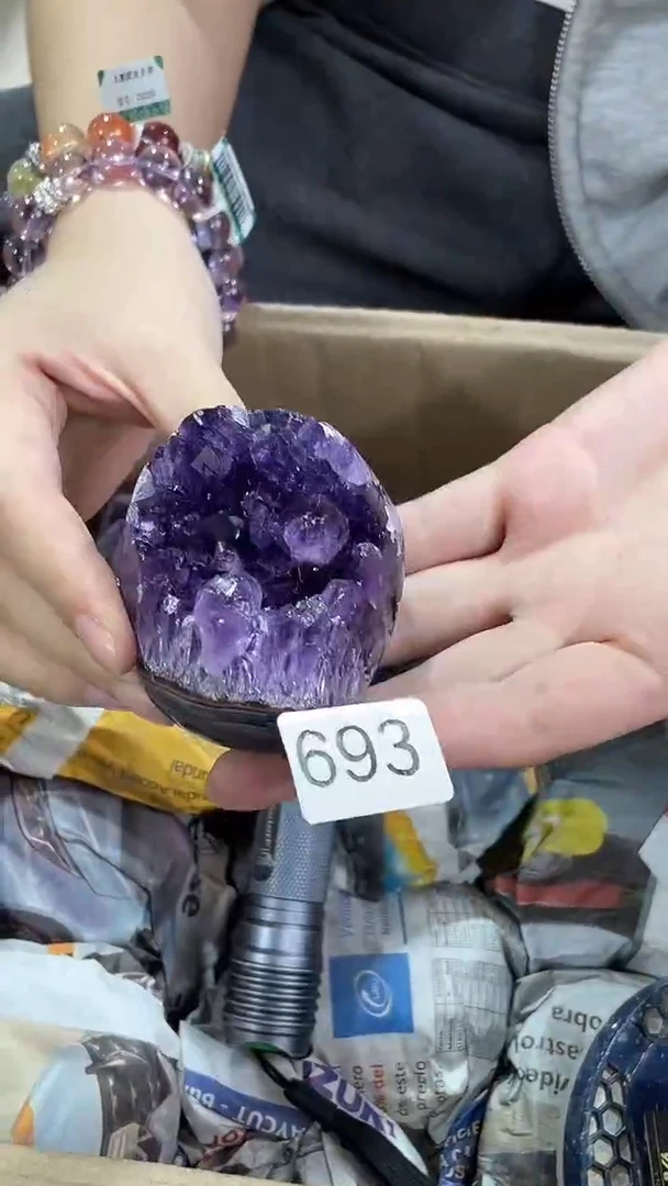 未镶嵌珠宝半成品水晶紫晶镇-693