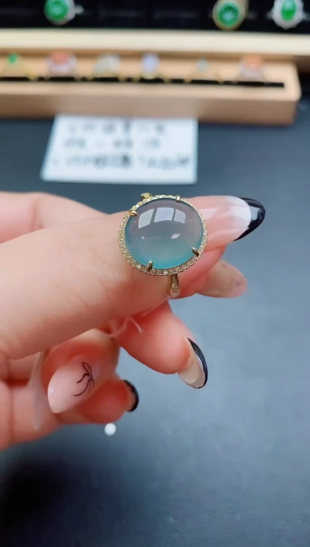 翡翠戒指银S925镶嵌0600