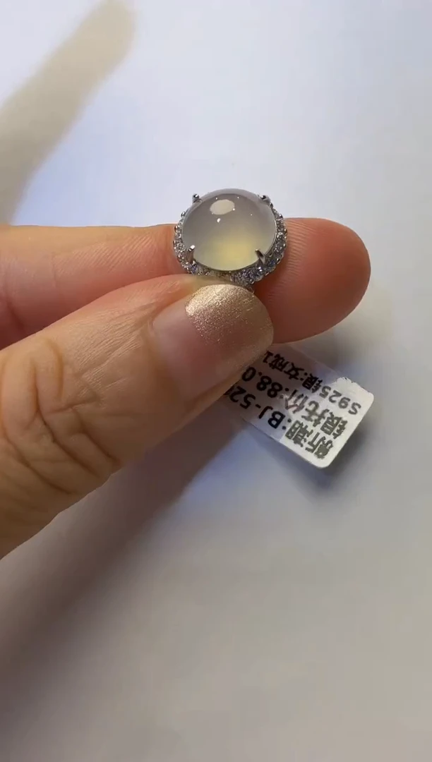 银S925镶嵌戒指翡翠925银镶缅甸A货翡翠戒指