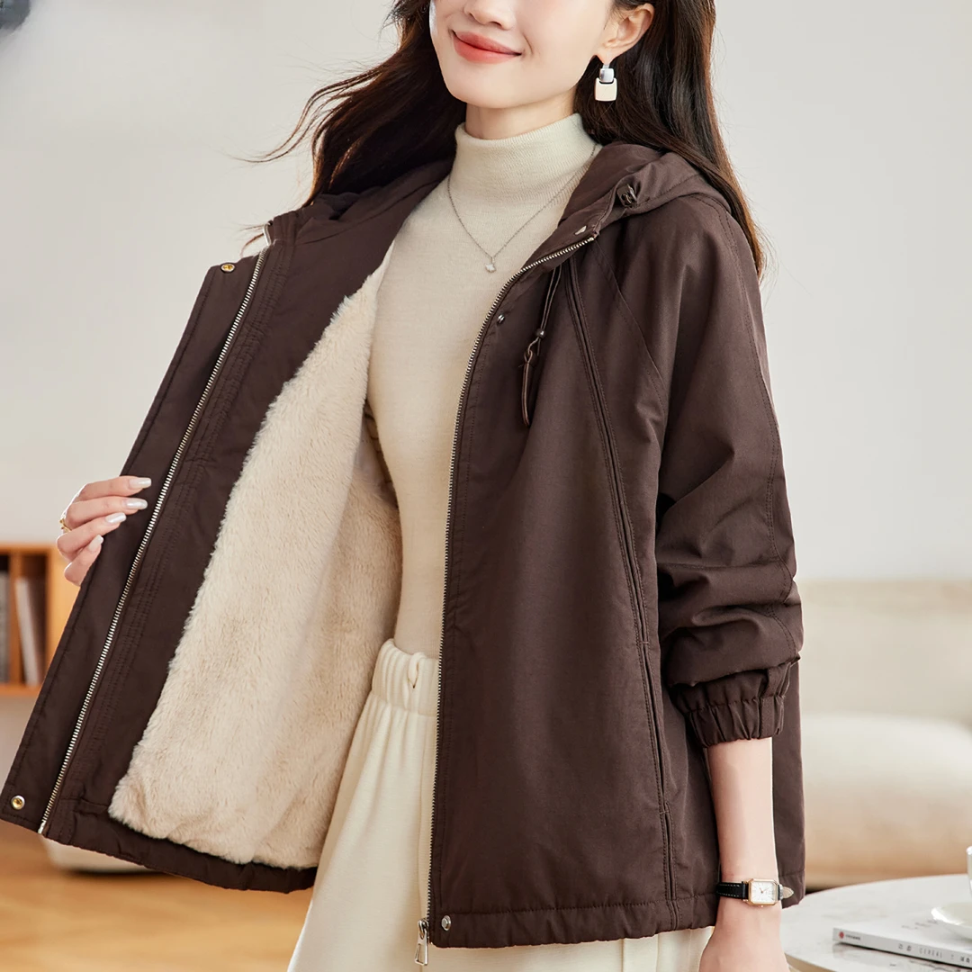 短款加绒外套棉衣女冬季2025新款中年妈妈时尚宽松休闲加厚派克服