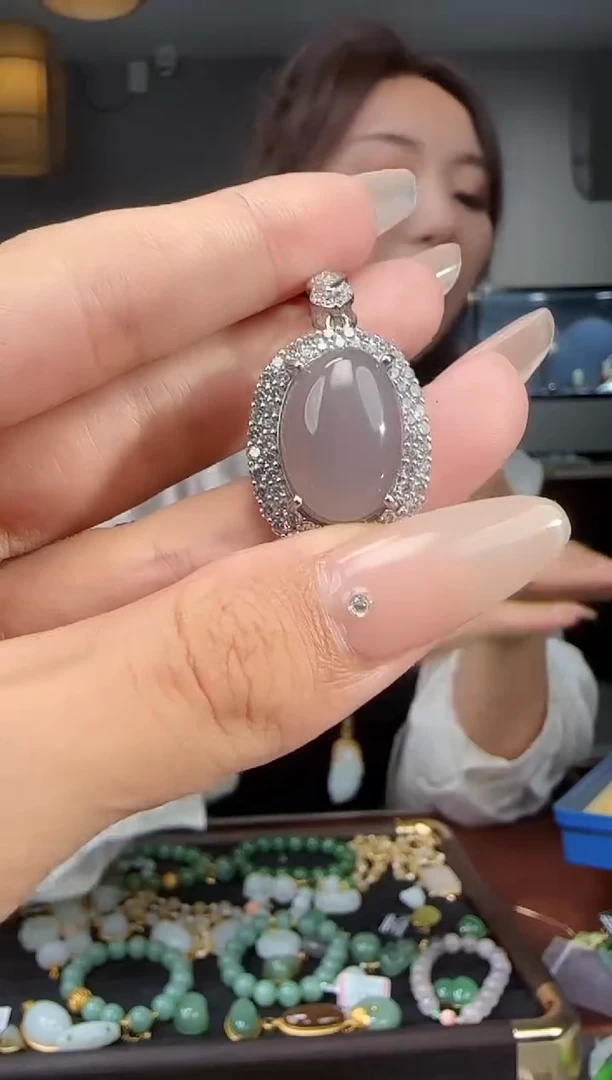 和田玉银S925镶嵌吊坠(不含链)1·