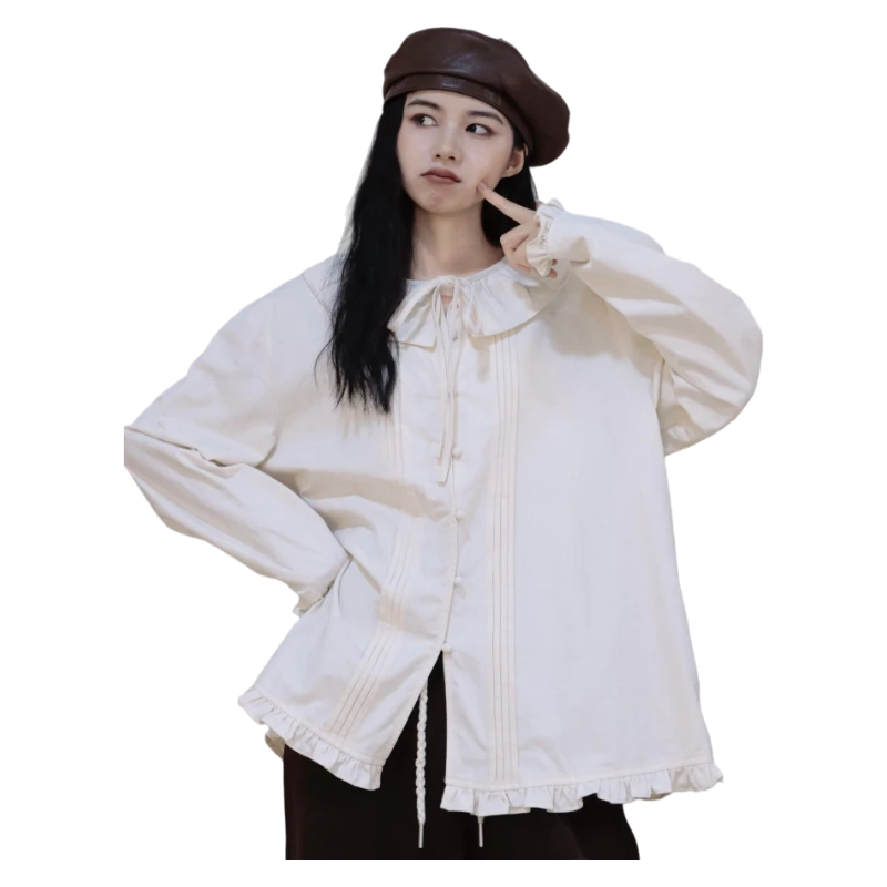 25秋冬新品LIUKE留刻荷叶领系带衬衫14450905557