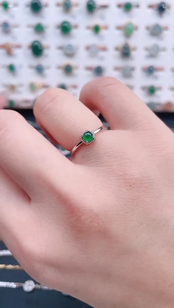 银S925镶嵌戒指翡翠天然翡翠