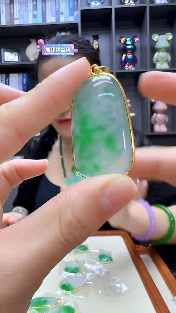 翡翠14K金镶嵌颈饰沉白diy劲饰