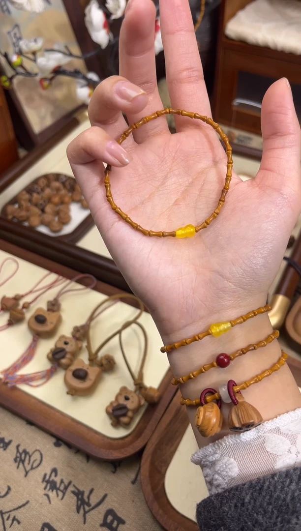 手串桃核【桃缘序】竹节「黄色葫芦」桃木桃核辟、挡、驱、护 备注手围
