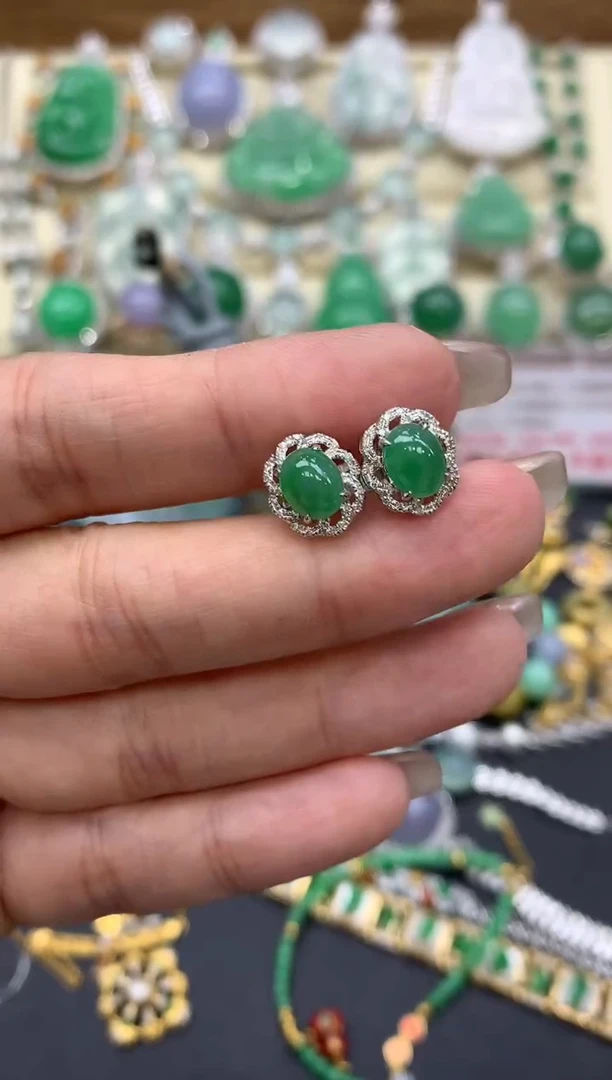 【闪购商品】翡翠耳饰18K金镶嵌290-中国好珍宝
