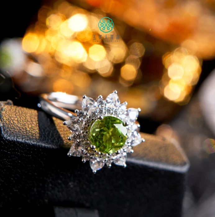 菲菲珠宝好~30402-S925橄榄石戒指可调节