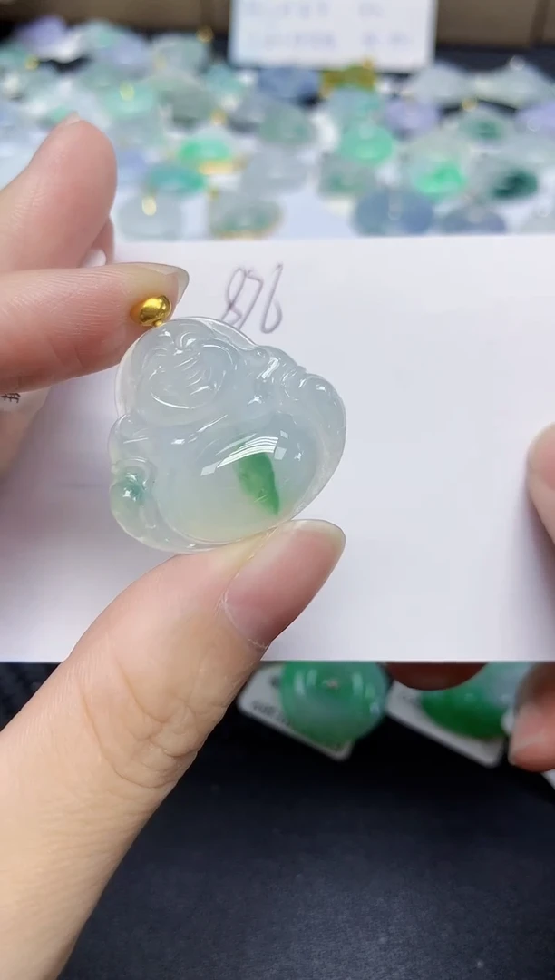 颈饰18K金镶嵌翡翠天然缅甸翡翠A货翡翠百元以上9元证书费自理