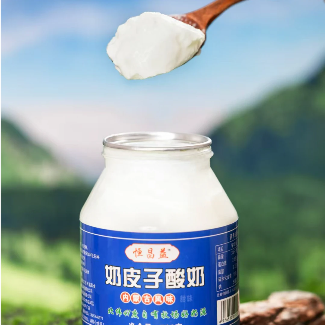 【蒙古牧民奶皮子酸奶】大草原牧民手工奶皮子老酸奶500克*2罐装