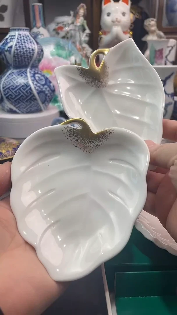 瓷片橘吉叶子盘一对