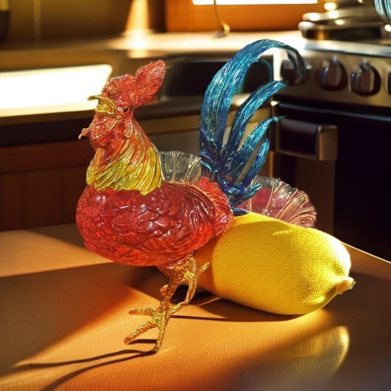 N766 轻奢琉璃大公鸡家居桌面摆件