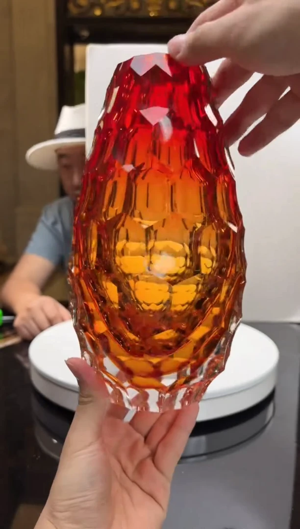 【闪购商品】摆件AJ05563橙红艺术琉璃花器