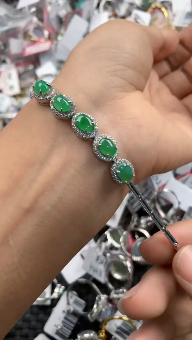 银S925镶嵌戒指翡翠10                  4