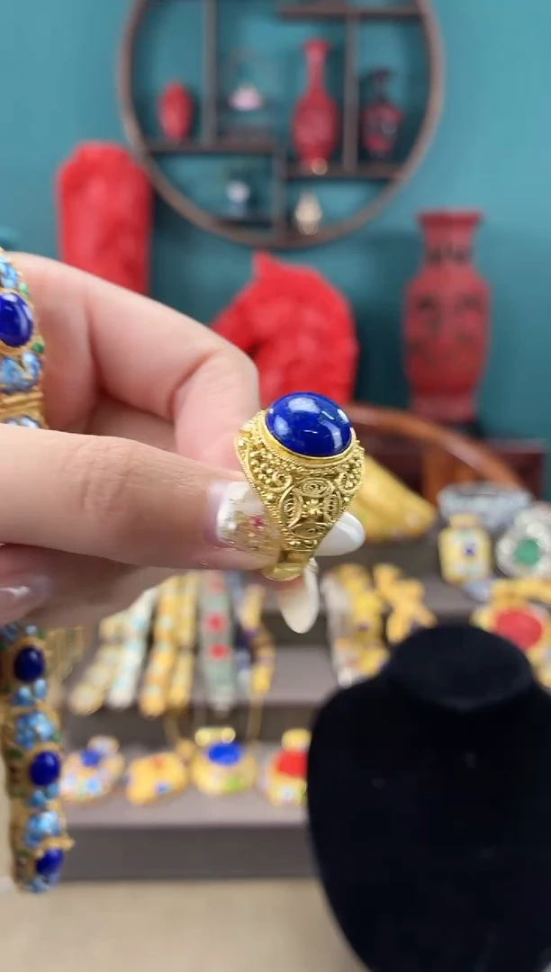 非遗手工烧蓝精品戒指