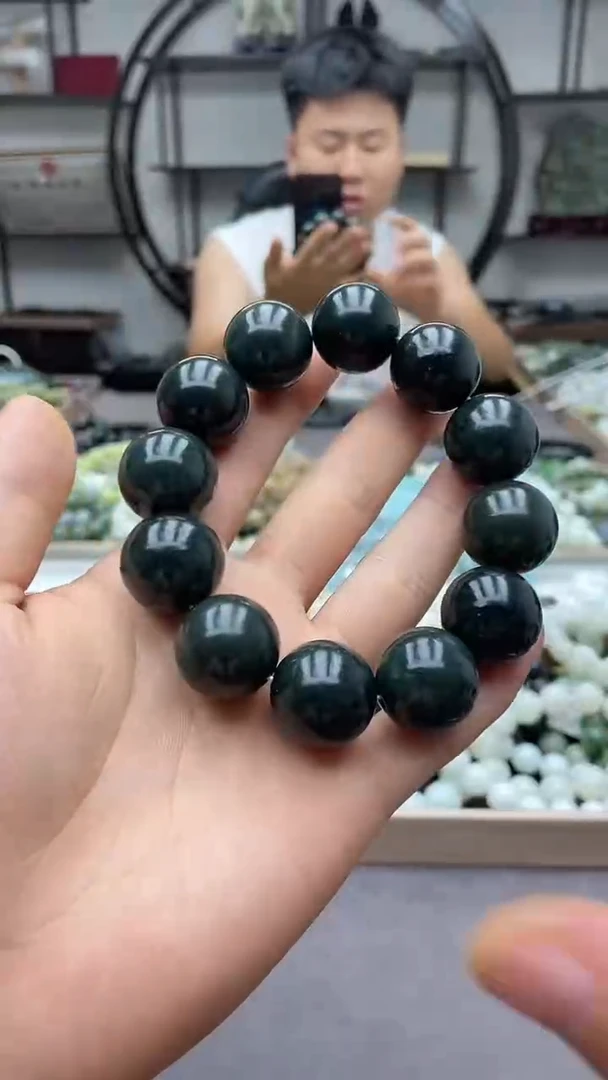 手串未镶嵌和田玉青玉20圆珠