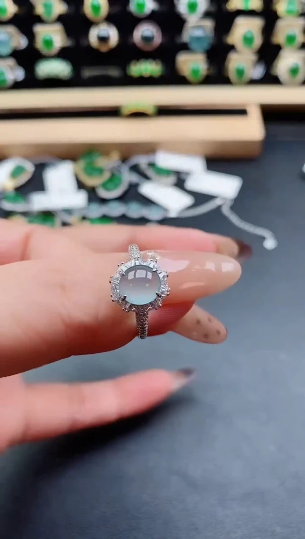 银S925镶嵌戒指翡翠1