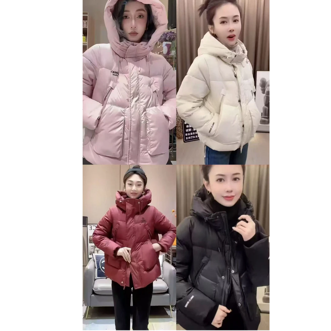 2024新款白鸭绒羽绒短款时尚气质女士甜美百搭连帽款外套女 8831