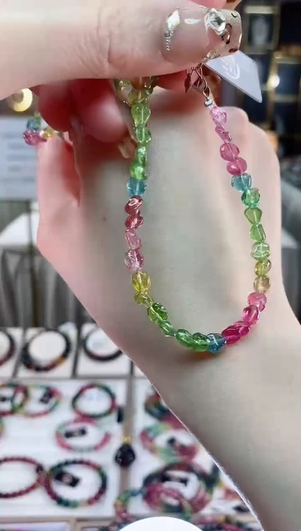 【闪购商品】净体彩虹原石单圈手链未镶嵌碧玺多样性发货一条dan
