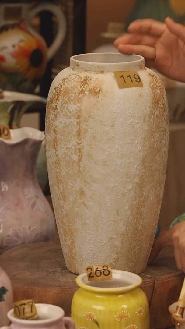 陶瓷景德镇设计师手作花器摆件侘寂风@M119@