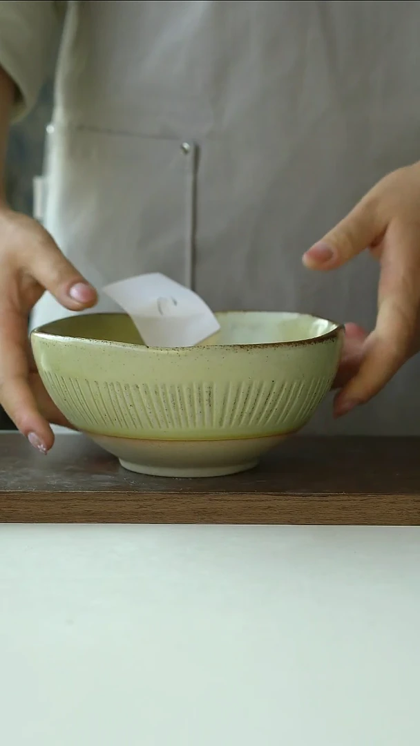 陶瓷02微瑕手作粗陶16cm面汤碗@4-2@