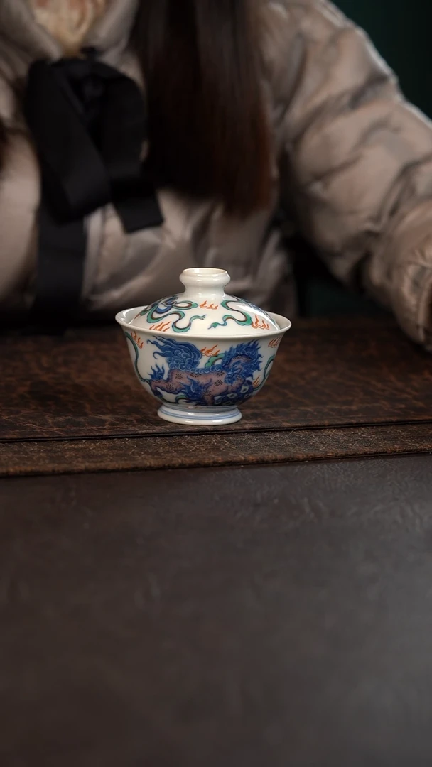 【闪购商品】杯云霞珍藏五彩狮子盖碗