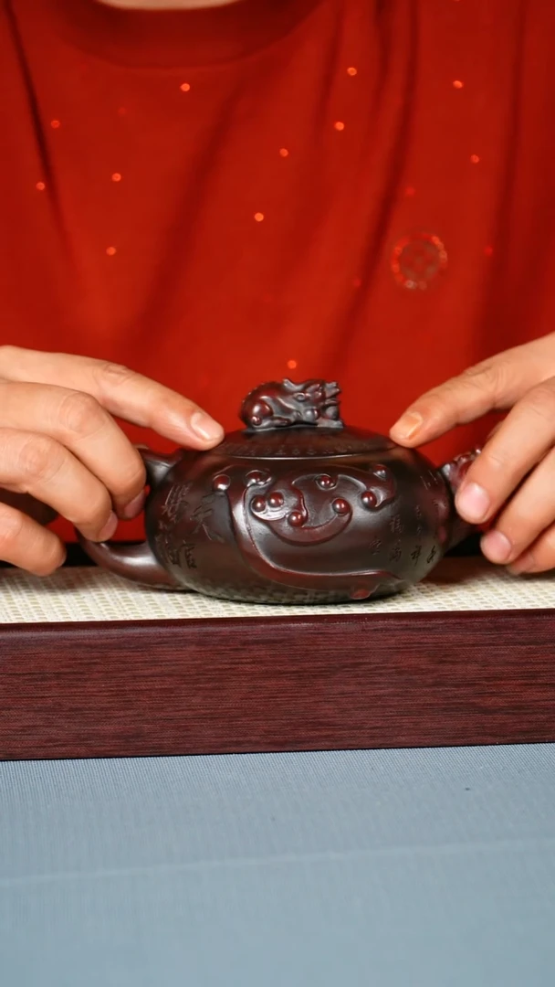 茶壶紫砂龙山古乌泥  天官赐福