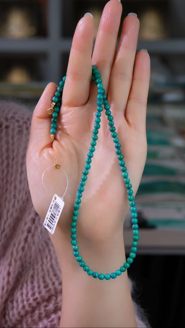 18K金镶嵌绿松石项链多样性发货