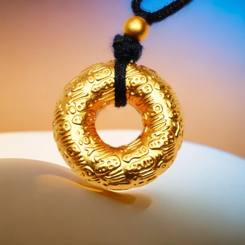 铜合金项链 甜甜圈平安扣项链手工百搭情侣简约古法传承经典时尚