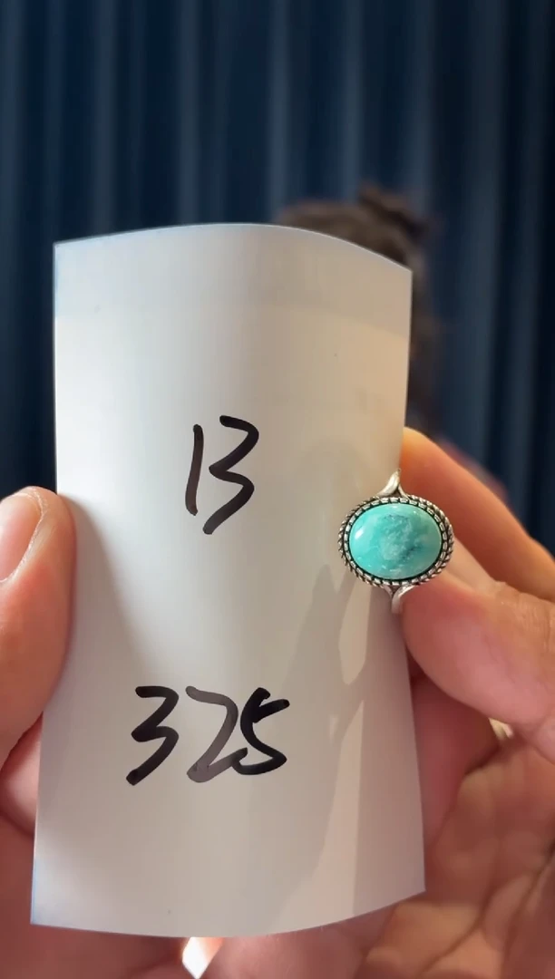 银S925镶嵌绿松石戒指噶玛珠宝
