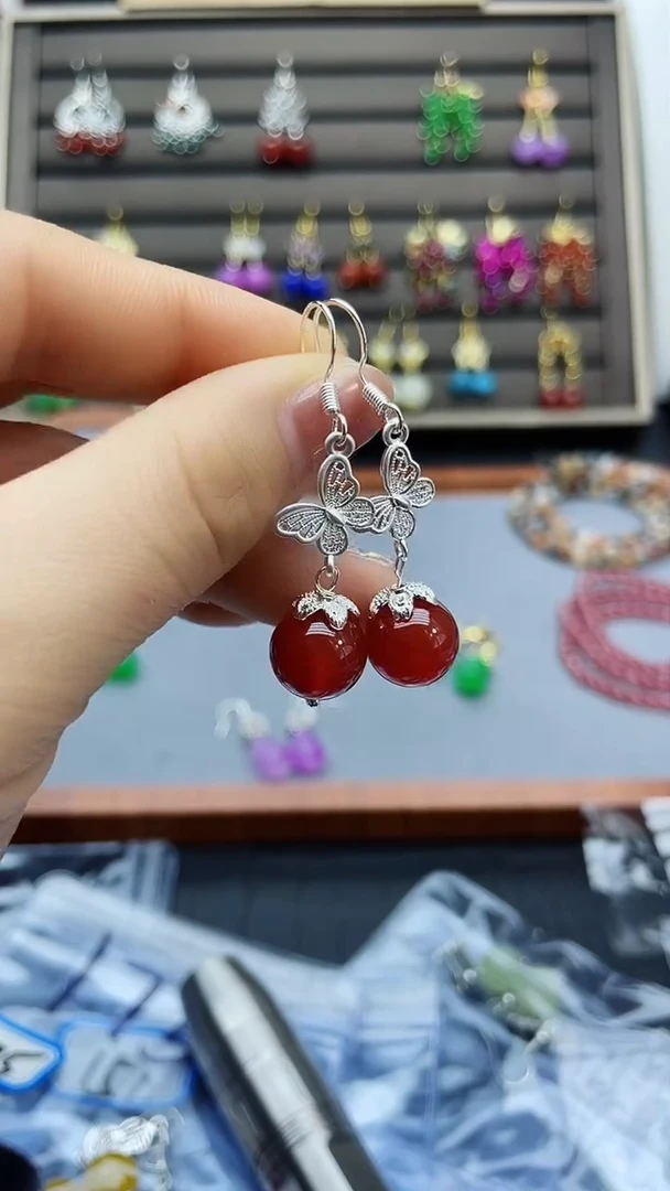 【闪购商品】南红玛瑙耳饰银S925镶嵌316000