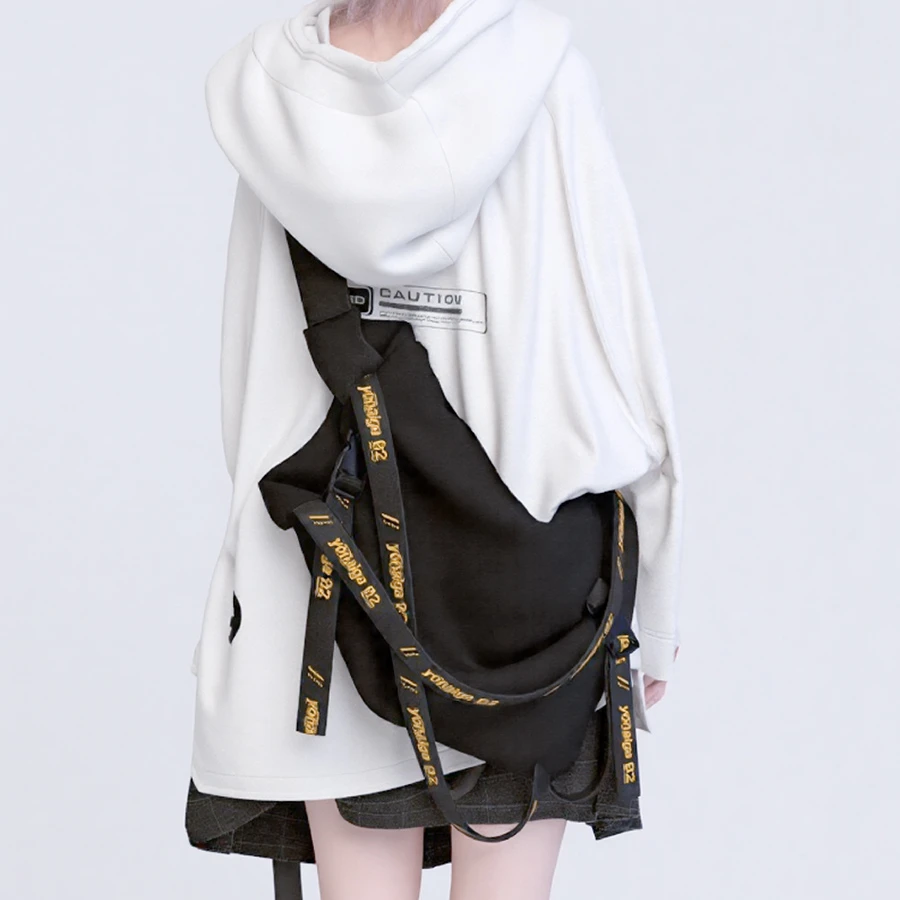 YONAIGA+原创潮酷ins街头工装百搭轻便尼龙男个性单肩斜挎包包女