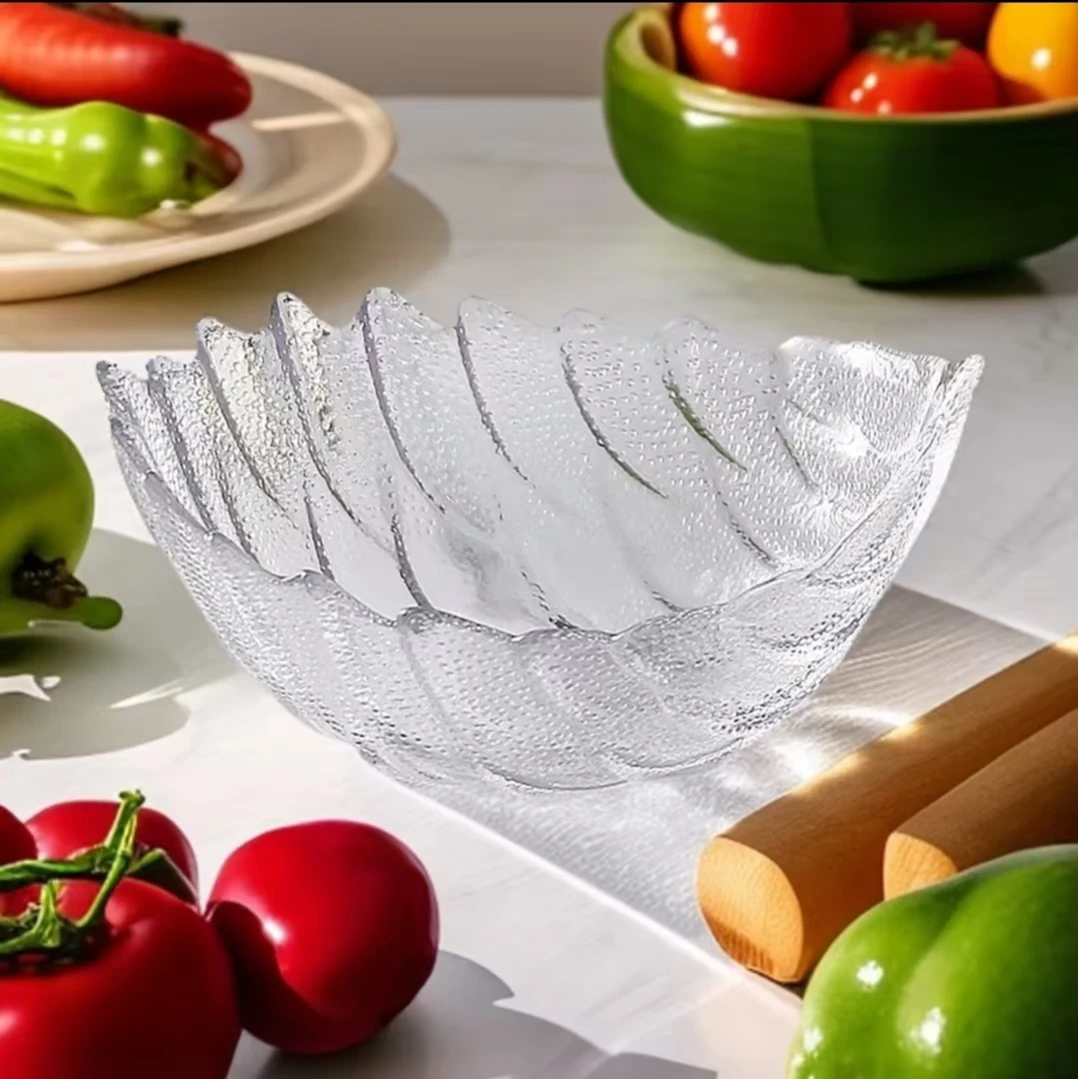 Y浮雕玻璃羽毛果盆果斗 果盘收纳篮 复古家用餐厅法式