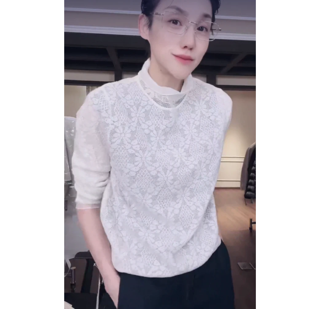 羊毛 镂空  白色长袖  CX0210