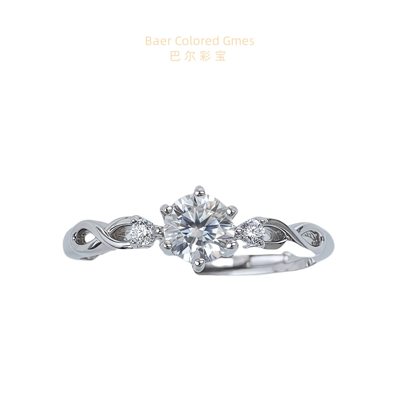 巴尔彩宝925银戒指 白钻经典气质简约时尚百搭设计镶嵌款戒指5072