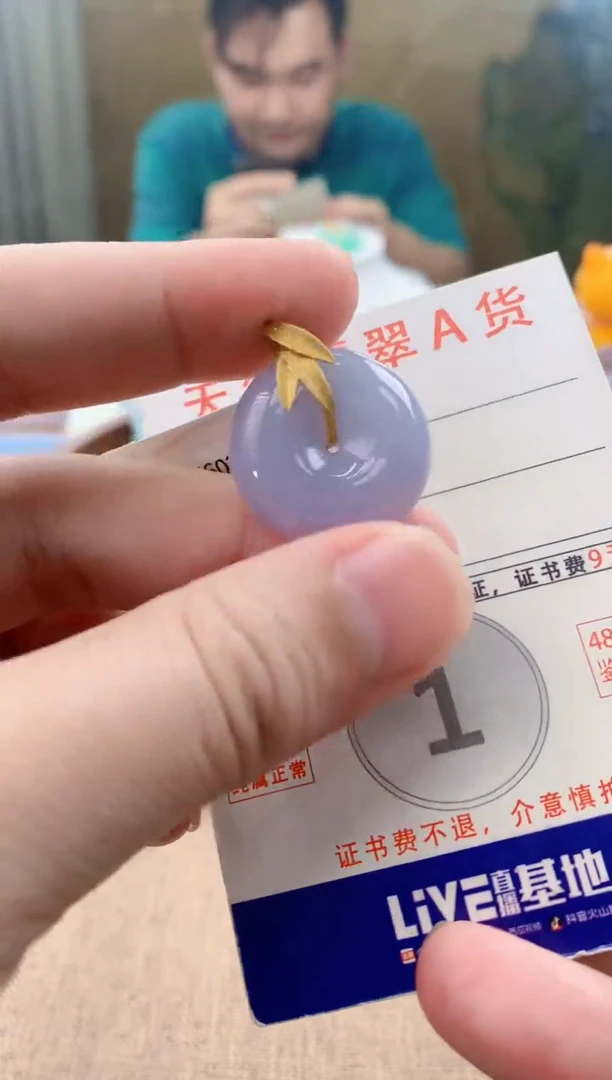 颈饰18K金镶嵌翡翠天然A货翡翠挂件