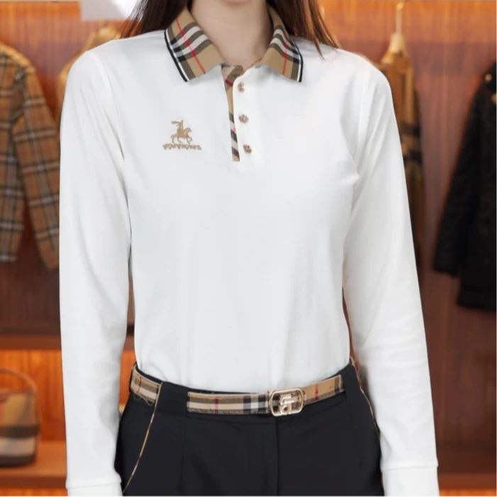 新款2025女士商务休闲战马polo衫长袖