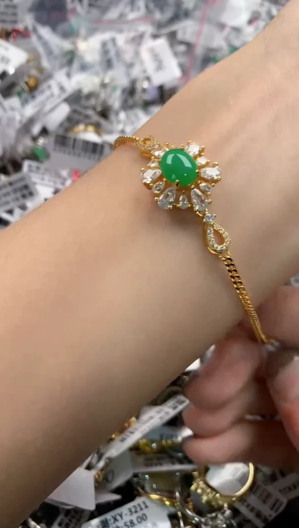 银S925镶嵌戒指翡翠555  5