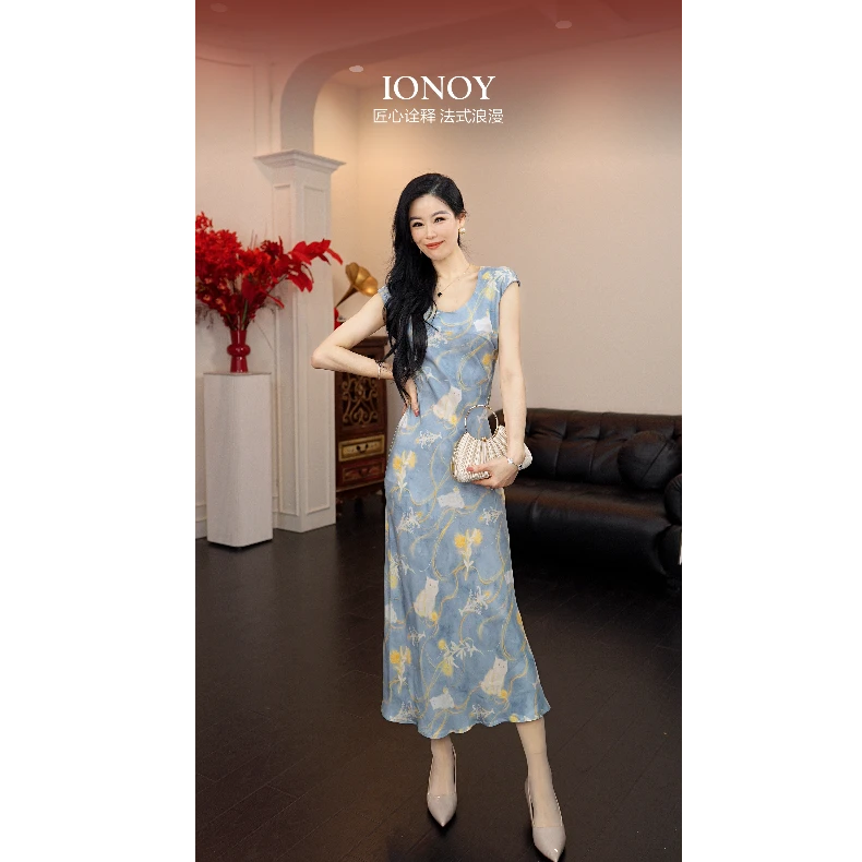 IONOY山山-【三醋酸】G224法式优雅修身显瘦藏肉长裙禁机洗