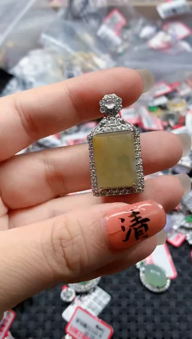 银S925镶嵌戒指翡翠天然A货缅甸翡翠