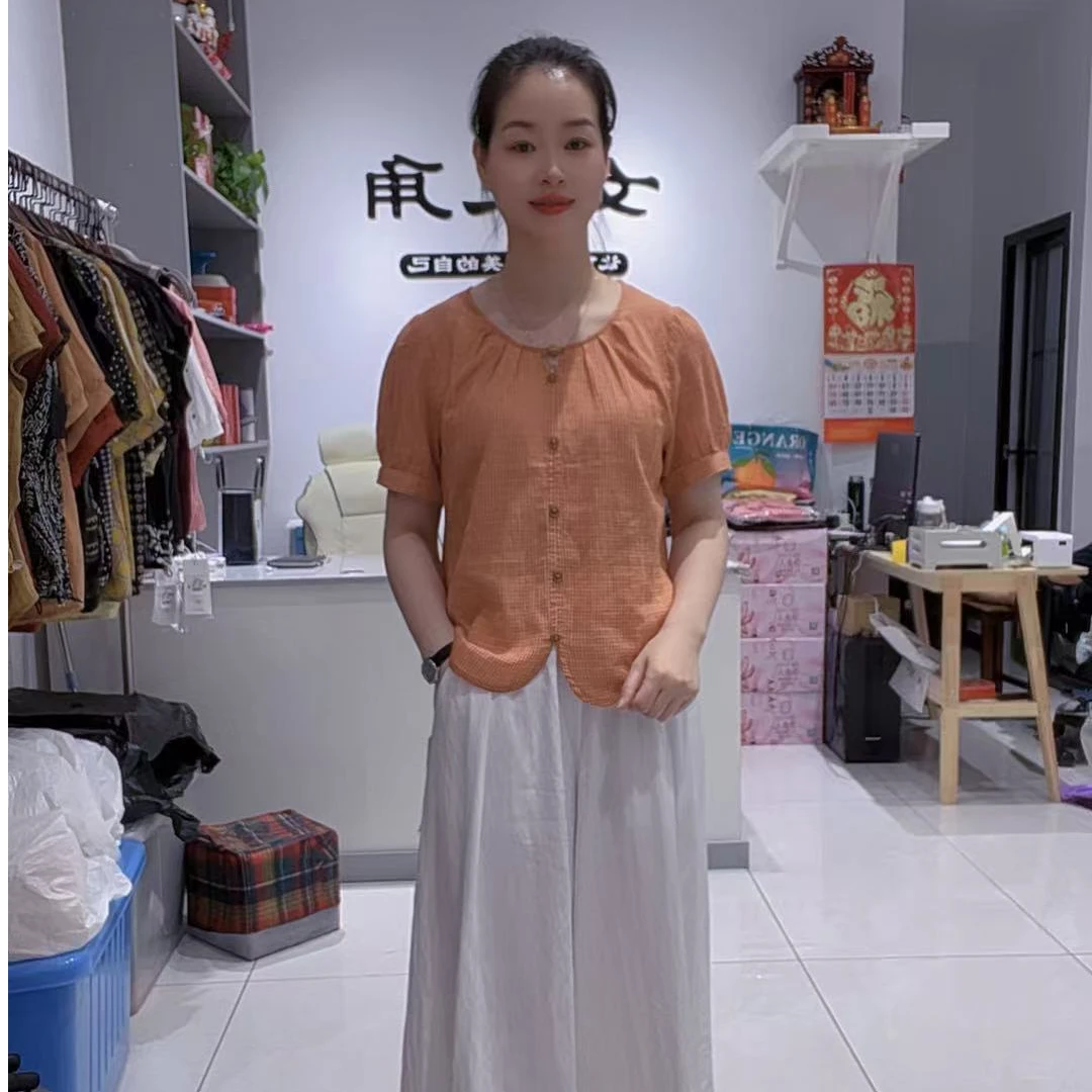 6715款夏季棉麻休闲小衫(长度53厘米）