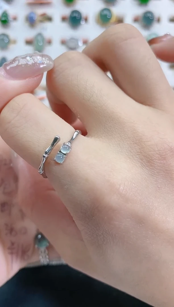 银S925镶嵌戒指翡翠天然翡翠