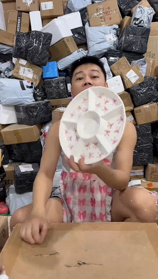瓷片圆形五格盘  微瑕
